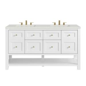 Breckenridge 60IN Double Vanity Bright White w/ 3 CM Lime Delight Quartz Top
