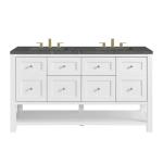 Breckenridge 60IN Double Vanity Bright White w/ 3 CM Parisien Bleu Quartz Top