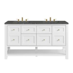 Breckenridge 60IN Double Vanity Bright White w/ 3 CM Parisien Bleu Quartz Top