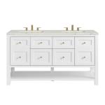 Breckenridge 60IN Double Vanity Bright White w/ 3 CM Victorian Silver Quartz Top