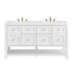 Breckenridge 60IN Double Vanity Bright White w/ 3 CM White Zeus Quartz Top