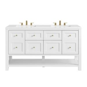 Breckenridge 60IN Double Vanity Bright White w/ 3 CM White Zeus Quartz Top
