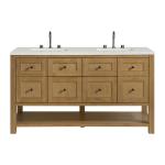 Breckenridge 60IN Double Vanity Light Natural Oak w/ 3 CM Lime Delight Quartz Top