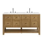 Breckenridge 60IN Double Vanity Light Natural Oak w/ 3 CM White Zeus Quartz Top