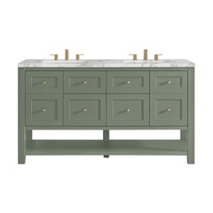 Breckenridge 60IN Double Vanity Smokey Celadon w/ 3 CM Carrara Marble Top