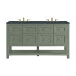 Breckenridge 60IN Double Vanity Smokey Celadon w/ 3 CM Charcoal Soapstone Quartz Top