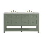 Breckenridge 60IN Double Vanity Smokey Celadon w/ 3 CM Ethereal Noctis Quartz Top