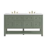 Breckenridge 60IN Double Vanity Smokey Celadon w/ 3 CM White Zeus Quartz Top