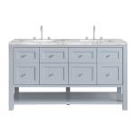 Breckenridge 60IN Double Vanity Serenity Blue w/ 3 CM Carrara Marble Top