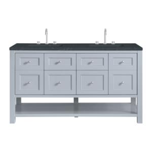 Breckenridge 60IN Double Vanity Serenity Blue w/ 3 CM Charcoal Soapstone Quartz Top