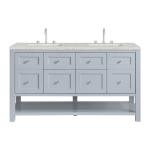 Breckenridge 60IN Double Vanity Serenity Blue w/ 3 CM Eternal Jasmine Pearl Quartz Top