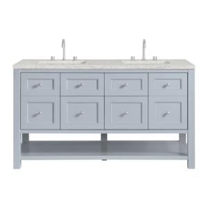 Breckenridge 60IN Double Vanity Serenity Blue w/ 3 CM Eternal Jasmine Pearl Quartz Top