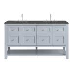Breckenridge 60IN Double Vanity Serenity Blue w/ 3 CM Parisien Bleu Top