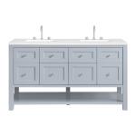 Breckenridge 60IN Double Vanity Serenity Blue w/ 3 CM White Zeus Quartz Top