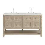 Breckenridge 60IN Double Vanity Whitewashed Oak w/ 3 CM Lime Delight Quartz Top