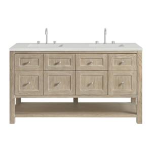 Breckenridge 60IN Double Vanity Whitewashed Oak w/ 3 CM Lime Delight Quartz Top