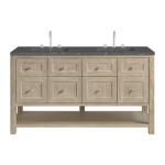 Breckenridge 60IN Double Vanity Whitewashed Oak w/ 3 CM Parisien Bleu Top