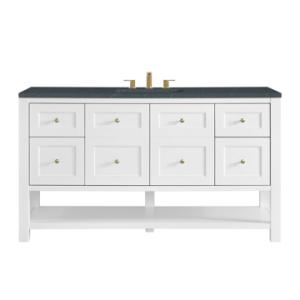 Breckenridge 60IN Single Vanity Bright White w/ 3 CM Charcoal Soapstone Quartz Top
