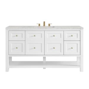 Breckenridge 60IN Single Vanity Bright White w/ 3 CM Eternal Jasmine Pearl Quartz Top