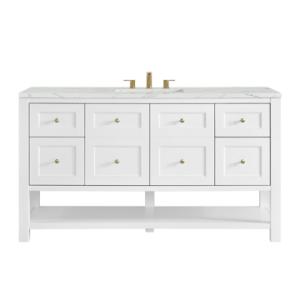 Breckenridge 60IN Single Vanity Bright White w/ 3 CM Ethereal Noctis Quartz Top