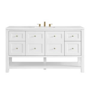 Breckenridge 60IN Single Vanity Bright White w/ 3 CM White Zeus Quartz Top