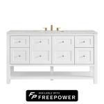 Breckenridge 60IN Single Vanity Bright White w/ 3 CM Eternal Jasmine Pearl Quartz Top w/ Faucet Plate
