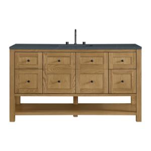 Breckenridge 60IN Single Vanity Light Natural Oak w/ 3 CM Charcoal Soapstone Quartz Top