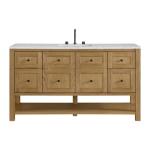 Breckenridge 60IN Single Vanity Light Natural Oak w/ 3 CM Eternal Jasmine Pearl Quartz Top