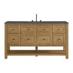 Breckenridge 60IN Single Vanity Light Natural Oak w/ 3 CM Parisien Bleu Top