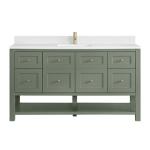 Breckenridge 60IN Single Vanity Smokey Celadon w/ Single Hole 3 CM White Zeus Quartz Top & Backsplash