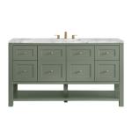 Breckenridge 60IN Single Vanity Smokey Celadon w/ 3 CM Carrara Marble Top