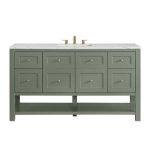 Breckenridge 60IN Single Vanity Smokey Celadon w/ 3 CM Ethereal Noctis Quartz Top