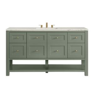 Breckenridge 60IN Single Vanity Smokey Celadon w/ 3 CM Victorian Silver Quartz Top