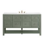 Breckenridge 60IN Single Vanity Smokey Celadon w/ 3 CM White Zeus Quartz Top