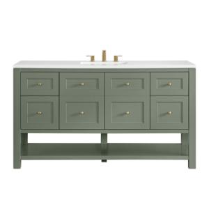 Breckenridge 60IN Single Vanity Smokey Celadon w/ 3 CM White Zeus Quartz Top