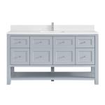 Breckenridge 60IN Single Vanity Serenity Blue w/ Single Hole 3 CM White Zeus Quartz Top & Backsplash