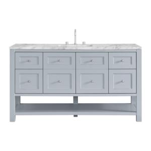 Breckenridge 60IN Single Vanity Serenity Blue w/ 3 CM Carrara Marble Top