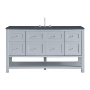 Breckenridge 60IN Single Vanity Serenity Blue w/ 3 CM Charcoal Soapstone Quartz Top