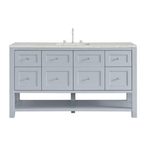Breckenridge 60IN Single Vanity Serenity Blue w/ 3 CM Eternal Jasmine Pearl Quartz Top