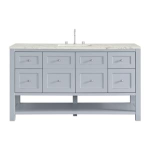 Breckenridge 60IN Single Vanity Serenity Blue w/ 3 CM Victorian Silver Quartz Top