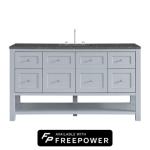 Breckenridge 60IN Single Vanity Serenity Blue w/ 3 CM Parisien Bleu Quartz Top w/ Faucet Plate