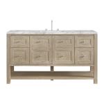 Breckenridge 60IN Single Vanity Whitewashed Oak w/ 3 CM Carrara Marble Top