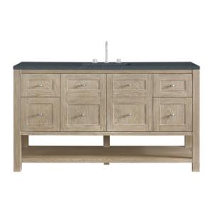 Breckenridge 60IN Single Vanity Whitewashed Oak w/ 3 CM Charcoal Soapstone Quartz Top