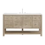 Breckenridge 60IN Single Vanity Whitewashed Oak w/ 3 CM White Zeus Quartz Top