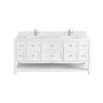 Breckenridge 72IN Double Vanity Bright White w/ Single Hole 3 CM White Zeus Top & Backsplash