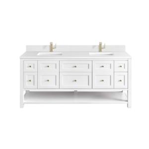 Breckenridge 72IN Double Vanity Bright White w/ Single Hole 3 CM White Zeus Top & Backsplash