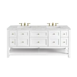 Breckenridge 72IN Double Vanity Bright White w/ 3 CM Victorian Silver Top
