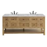 Breckenridge 72IN Double Vanity Light Natural Oak w/ 3 CM Victorian Silver Top