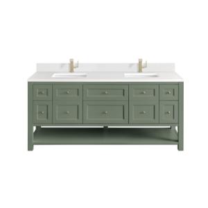 Breckenridge 72IN Double Vanity Smokey Celadon w/ Single Hole 3 CM White Zeus Top & Backsplash