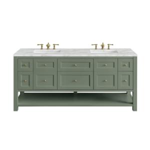 Breckenridge 72IN Double Vanity Smokey Celadon w/ 3 CM Victorian Silver Top